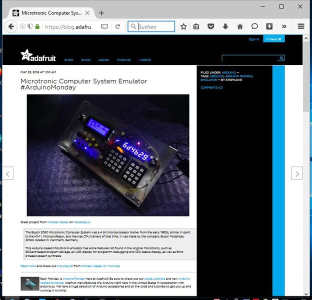 Emulator on the Arduino Blog of Adafruit