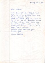 Kirsten Lehmkuhl's letter of September 1987